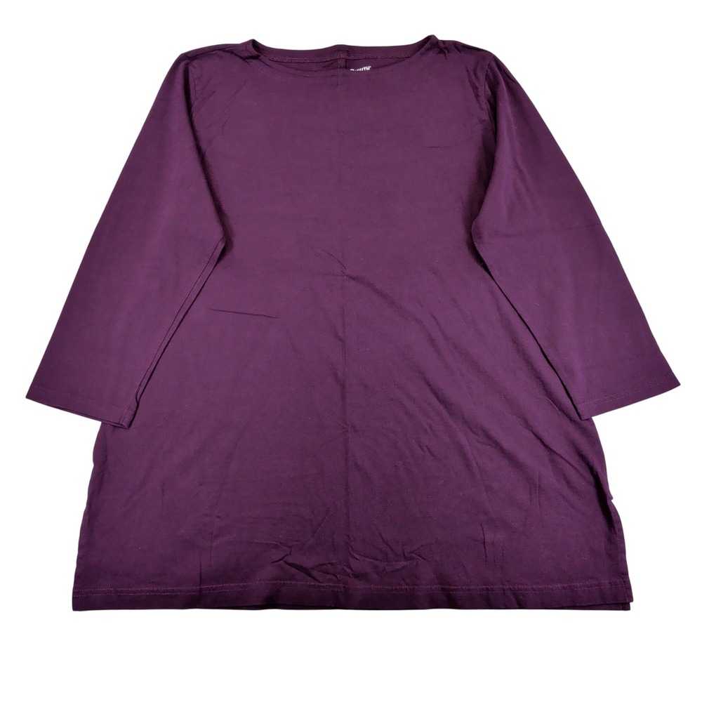 Duluth Trading Co Womens XXL Purple 100% Cotton 3/4 Sleeve Boat Neck Tunic Top
